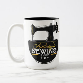 Taza Bicolor Máquina de coser antigua AÑADIR NOMBRE Sastra Modi