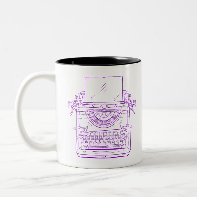Taza Bicolor máquina de escribir violeta (Izquierda)