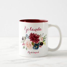 Taza Bicolor Maquinaria floral con acuarela de la marina de Bor