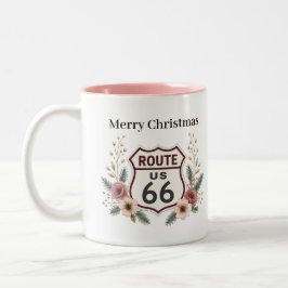 Taza Bicolor Maquinarias antiguas de la Ruta 66 Navidades Flora