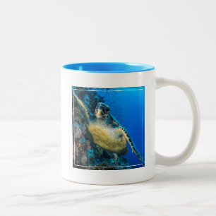 Taza Bicolor Mar Rojo de la tortuga de mar verde el