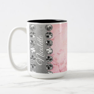 Taza Bicolor Marble rosa Diamond Bling