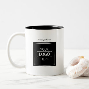 Taza Bicolor Marca de nombre de empleado personalizado y logoti