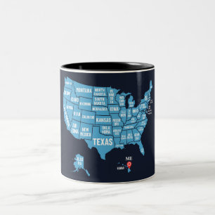 Taza Bicolor Marcador De Dirección Del Mapa De Los Estados Unid