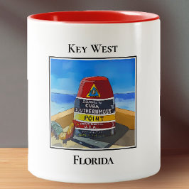 Taza Bicolor Marcador Southern Most Point, Key West Florida