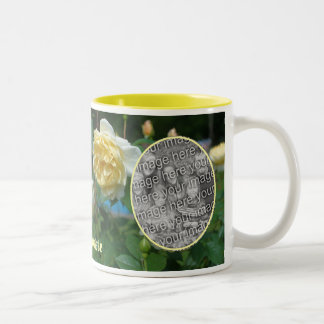 Taza Bicolor Marco amarillo de flor de rosa crea tu propia foto