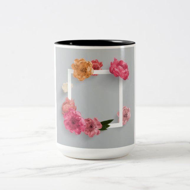 Taza Bicolor Marco de flor (Centro)