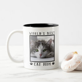 Taza Bicolor Marco de foto de mascotas con huellas de patas par
