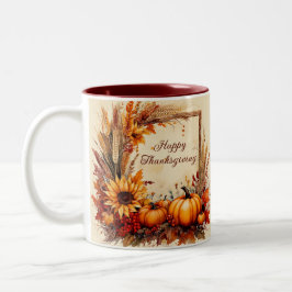 Taza Bicolor marco de mezcla de otoño Día de Acción de Gracias