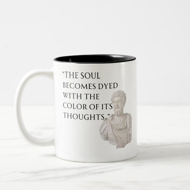 Taza Bicolor Marcus Aurelius Quote Mug (Izquierda)