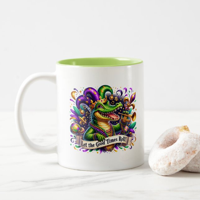 Taza Bicolor Mardi Gras  (Con donut)