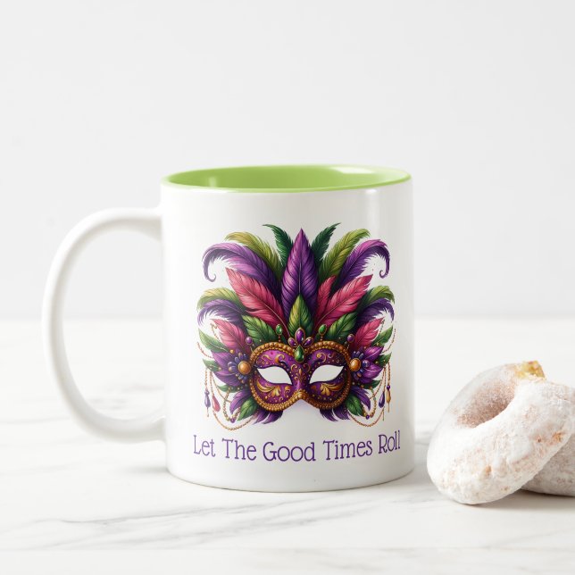 Taza Bicolor Mardi Gras  (Con donut)
