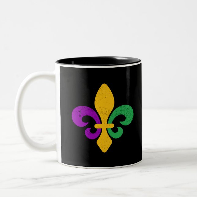 Taza Bicolor Mardi Gras Fleur De Lis (Izquierda)
