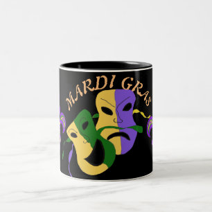 Taza Bicolor Mardi Gras Trágico, Máscara de historietas colorid