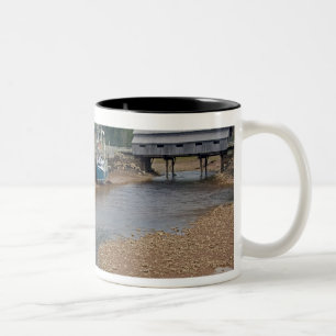 Taza Bicolor Marea baja en la Bahía de Fundy en St. Martins, Nu