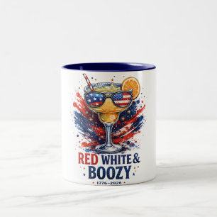 Taza Bicolor Margarita Patriótica Roja Blanca y Borracha Cuatro