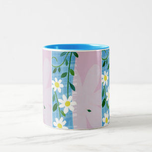 Taza Bicolor Margarita Taza-Blanca en diseño del azul y de la