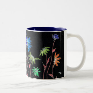 Taza Bicolor Margaritas pintadas en negro