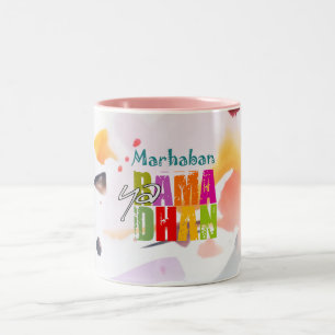 Taza Bicolor Marhaban ya Ramadhan Dos Tones de café Mug