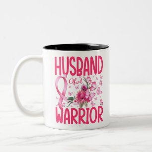 Taza Bicolor Marido De Un Cáncer De Mama De Mariposa Guerrera