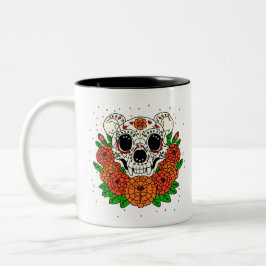 Taza Bicolor Marigolds & Bear Skull de octubre