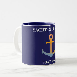 Taza Bicolor Marina azul Nautical Anchor club náutico marina