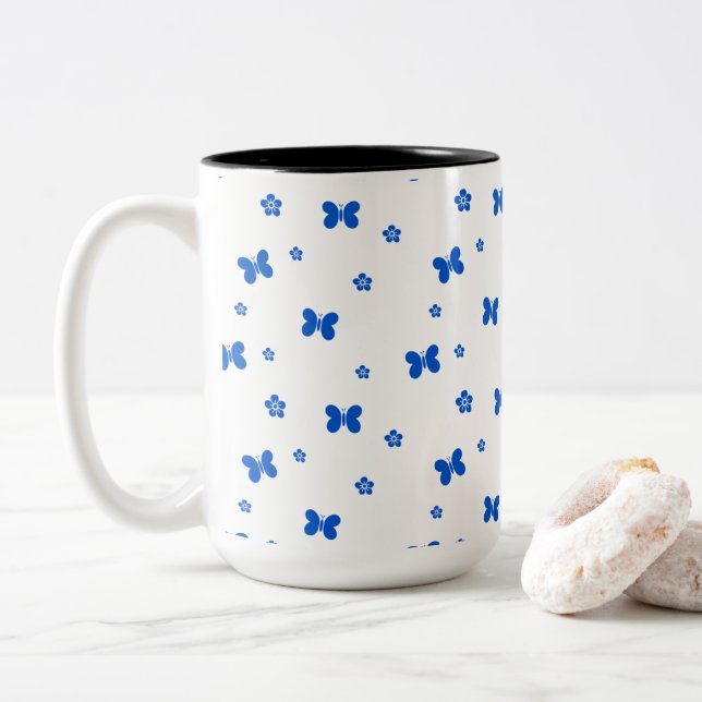 Taza Bicolor Mariposa (Con donut)