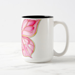 Taza Bicolor Mariposa acuática rosa y dorada