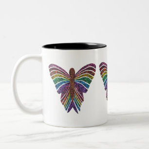 Taza Bicolor Mariposa arcoiris - Mug de 2 tonos (11 onzas)