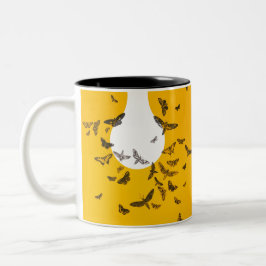 Taza Bicolor Mariposa Arte Fotos Vintage No Utilizadas Monarch 