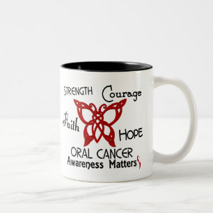 Taza Bicolor Mariposa céltica 3 del cáncer oral