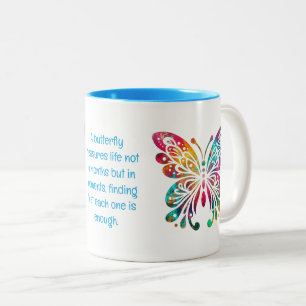 Taza Bicolor Mariposa - Colores arcoiris con cita