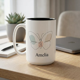 Taza Bicolor Mariposa de nombre personalizado