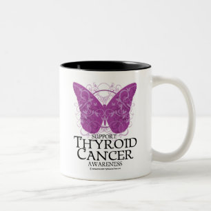 Taza Bicolor Mariposa del cáncer de tiroides