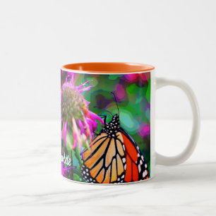 Taza Bicolor Mariposa En El Arte Digital De Flores Personalizad