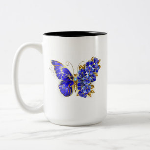 Taza Bicolor Mariposa Flor Zafiro
