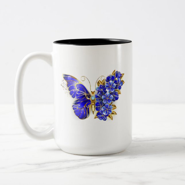 Taza Bicolor Mariposa Flor Zafiro (Izquierda)
