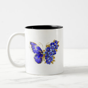 Taza Bicolor Mariposa Flor Zafiro