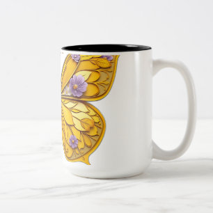 Taza Bicolor Mariposa floral Art Deco