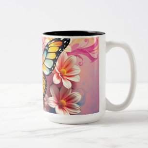 Taza Bicolor Mariposa majestuosa con aguas florales