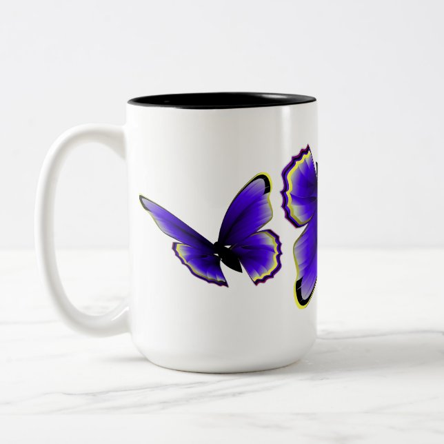 Taza Bicolor Mariposa morada (Izquierda)