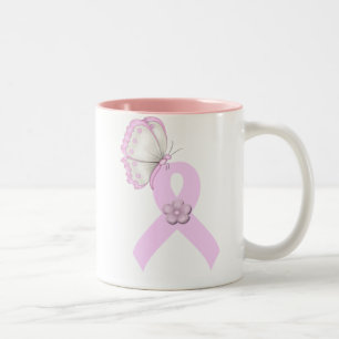 Taza Bicolor Mariposa rosada de la cinta
