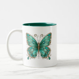 Taza Bicolor Mariposa turquesa elegante