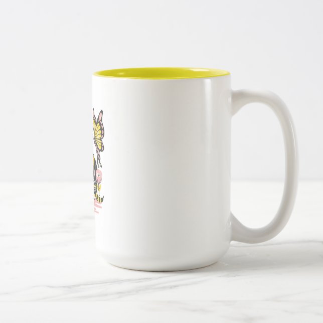 Taza Bicolor Mariposa y gatito (Derecha)