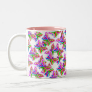 Taza Bicolor Mariposas abstractas en rosa