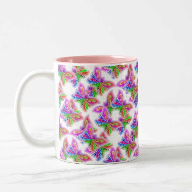 Taza Bicolor Mariposas abstractas en rosa (Izquierda)
