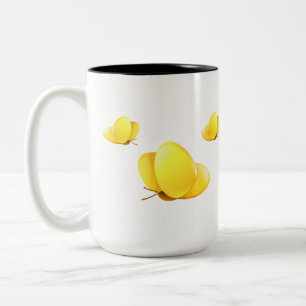Taza Bicolor Mariposas amarillas simples