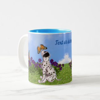 Taza Bicolor Mariposas de Cachorro de Dalmacia Personalizada Ar