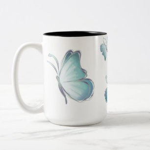 Taza Bicolor Mariposas de color azul