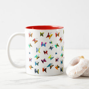 Taza Bicolor Mariposas de colores en acuarela